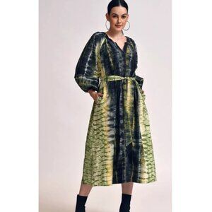 Keili Midi Dress – A-Line Cotton Poplin with Lace Sleeves & Detachable Belt